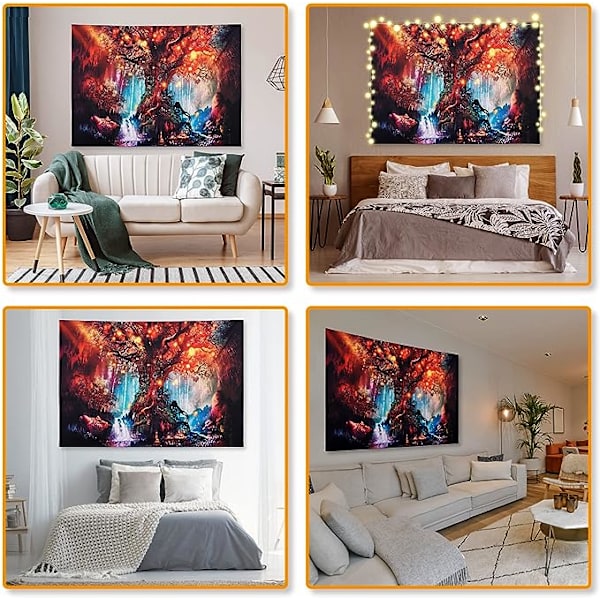 (150×130cm) Elämänpuun seinävaate, Psykedeelinen kuvioinen seinävaate