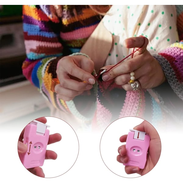 2 stycken manuella räknare, fingerräknare, radräknare, manuell stickning för stickräknare stickning virkning verktyg för hem, resor - Rosa a