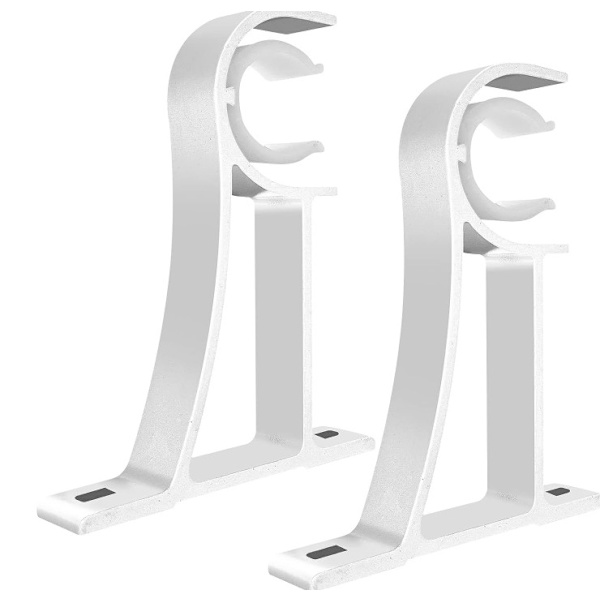 Set med 2 kraftiga vita metallgardinstångsbeslag för 26-28 mm
