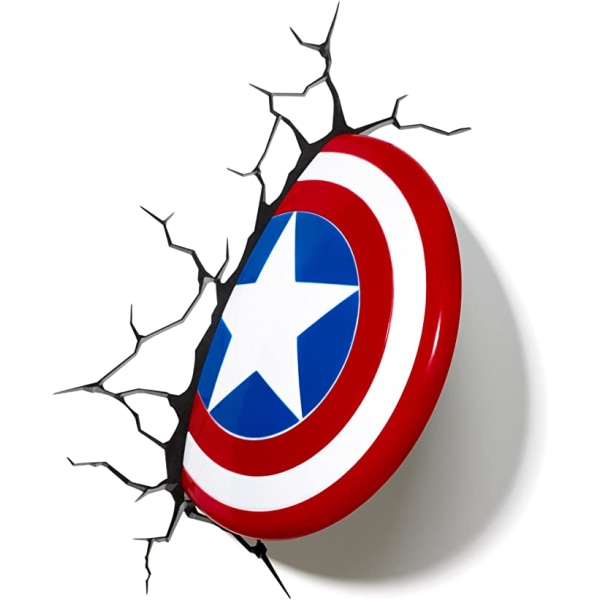 Captain America Shield LED-vägglampa 3D-dekoration (röd, vit a