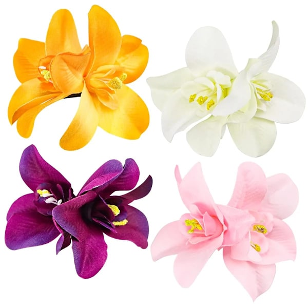 Färgglada Konstgjorda Böhmiska Hawaiianska Hibiskus Plumeria Blomma Hårklämmor och Spännen - Bröllopshåraccessoarer för Semester vid Havet