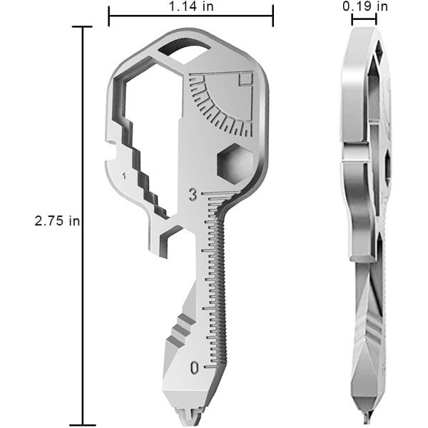 Multifunktionsnyckelverktyg (Silver) Utomhusnyckelverktyg Rostfritt