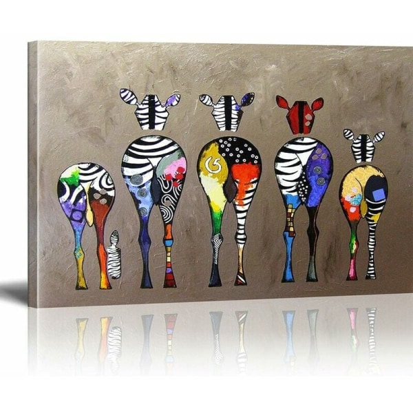 (Oinramad, 40x50cm) Zebra Colorful Tail Street Art Graffiti Fabri
