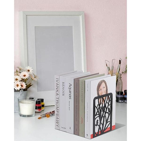 Bokstöd i Metall (Svart), 1 Par Bokstöd för Barn, Träddesign