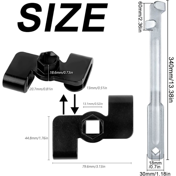 Pidennetty avain 34 cm, universaali avaimen pidennys työkalu, pidennysavaimen työkalu 8 cm:n avaimen pidennysvaihtoehdolla vaikeasti irtoavien ruuvien irrottamiseen