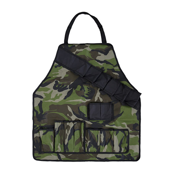 Utökad storlek: 70×75cm (militärgrön kamouflage) utomhusgrillförkläde