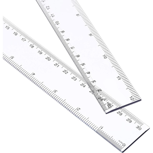 Set med 3 raka linjaler - klar plast 6", 8", 12" mätning enl.
