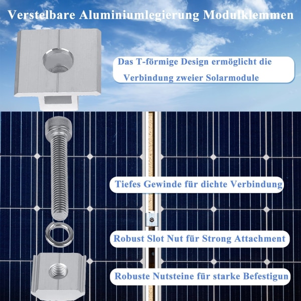 4-osaiset alumiiniset aurinkopaneelien keskiliittimet, T-muotoinen keskipää