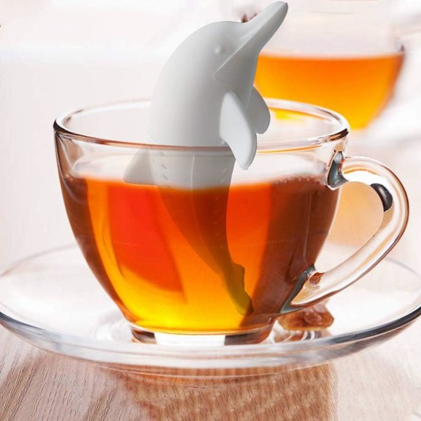 4-pak Delfin Te-infusionsenhed Te-filter Sødt Dyr Løsbladet Te-infusionsenhed Te-si Silikone Te-si til Te-elskere Perfekte Te-kugler Filter fo