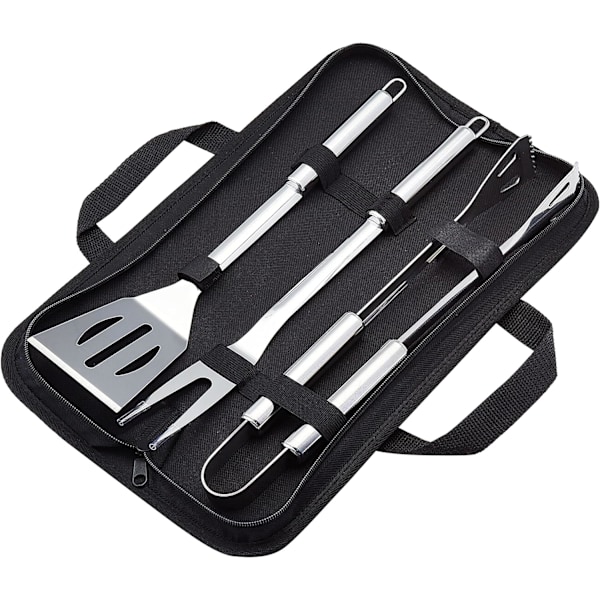 4-Piece Stainless Steel Barbeque Grilling Tool Set with Carry Bag