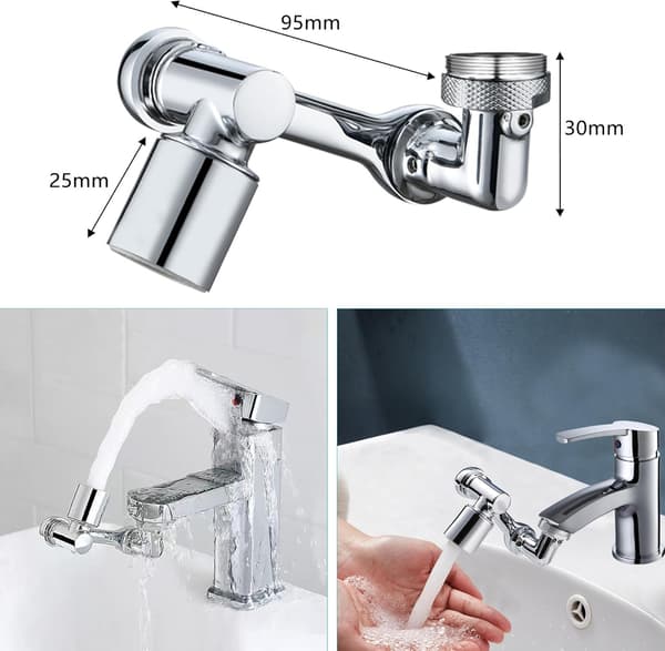 Multifunksjonell Rotterbar Kranforlengelse, 1080° Messing Kranforlengelse, Vannbesparende Kranadapter, Justerbar Kranhode