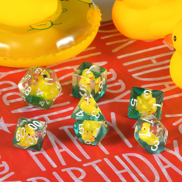 Ocean 7-delad Duck Dice Polyhedral & RPG Dice DND Dice Set med