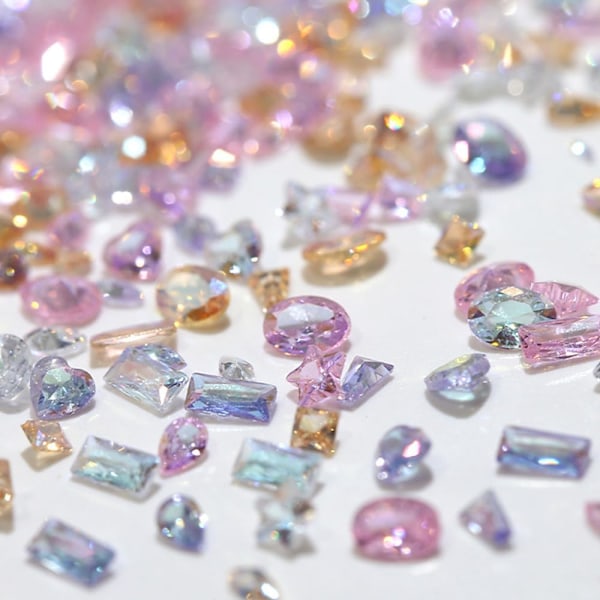 100 st Färgglada Zirkon Mini Naglar Nitar Naglar Ädelstenar Klar Nitar för Naglar 3D Naglar Charms och Ädelstenar för Naglar Charms för Naglar Design Rhineston