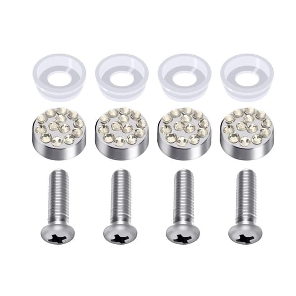 Glitter Nummerplade Ramme (Hvid) Rhinestone Nummerplade Ramme