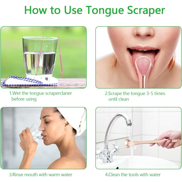 Grattoir à langue en acier inoxydable, 3 deler, Kit de soins buc
