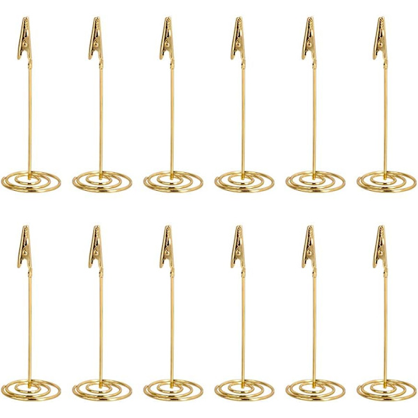 12-pack Metalliska Memo-Klipphållare (Guld) med Alligatorspänne för P