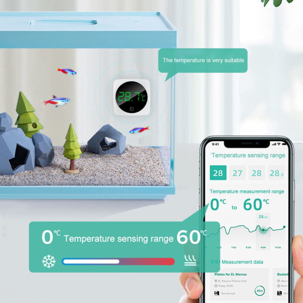 Digitalt akvarietermometer (grøn), LED display termometer mini