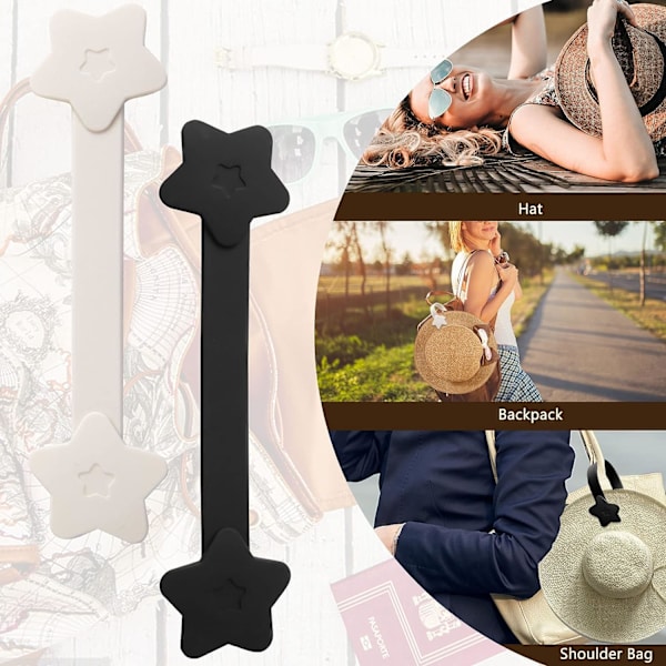 2-pakks Hatteklips (Beige + Svart) Magnetiske Reisehatteklips for Tr