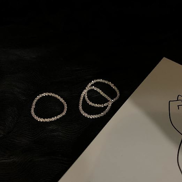 Kaksi sormuksen setti (koot 11+12) - Kimaltelevat sormukset - 925 Sterling Hopea - Sim
