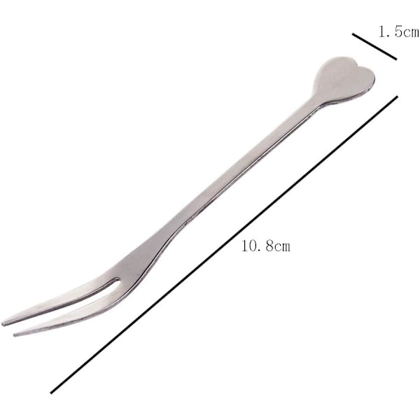 12 stk. 10,8 cm Små Fruktgafler Rustfritt Stål Fruktgafler 2-tind Fruktgafler Salat Fruktgafler Hjerteform Fruktgafler for Hjemmekjøkken eller Re