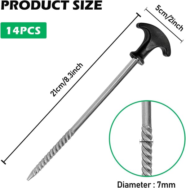 Telttanker, 14 Campingplugger, 21cm Telttang, Campingplugger, Fixi