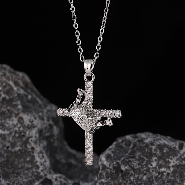 Korshalskjede med krone for kvinner, 18k gullbelagt kors krone CZ tro anheng halskjeder til min datter/mamma delikat Ch