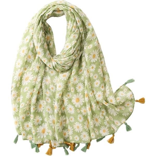 Grønn Solsikke Oversized Pledd-Sjal for Kvinner Reise Varmt Wrap