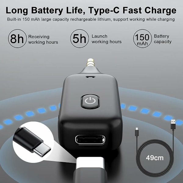 Bluetooth-bil Aux-adapter 3,5 mm-uttag, Bluetooth V5.1 RX TX mottagare