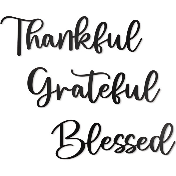 Metal Wall Art Decor - 17.5'' x 15.5'' Thankful Grateful Blessed