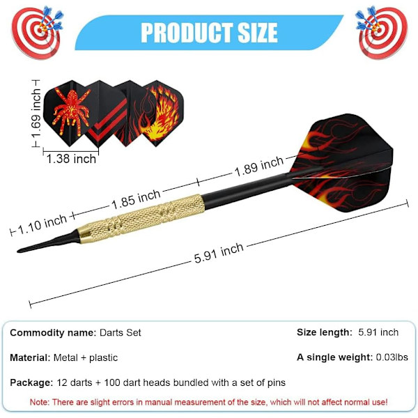 12 Stycken Professionella Mjuka Dartpilar med Plastspets 14 Gram, Sof