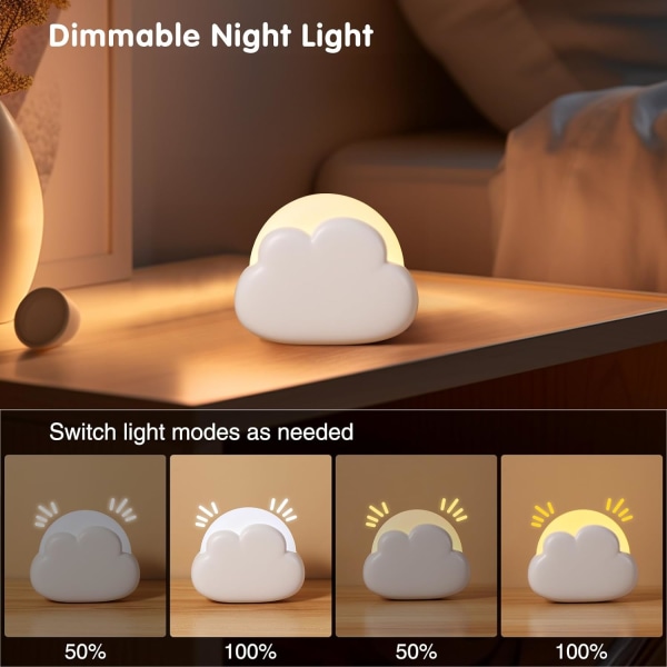 (Hvit) Bærbar Nomadic Night Light, Oppladbar Cloud Night Li