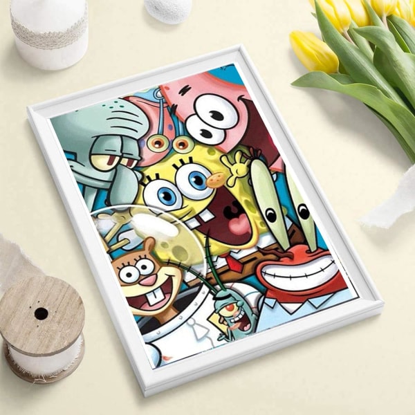 5D diamond painting för vuxna DIY Spongebob 30x40cm Full Ro