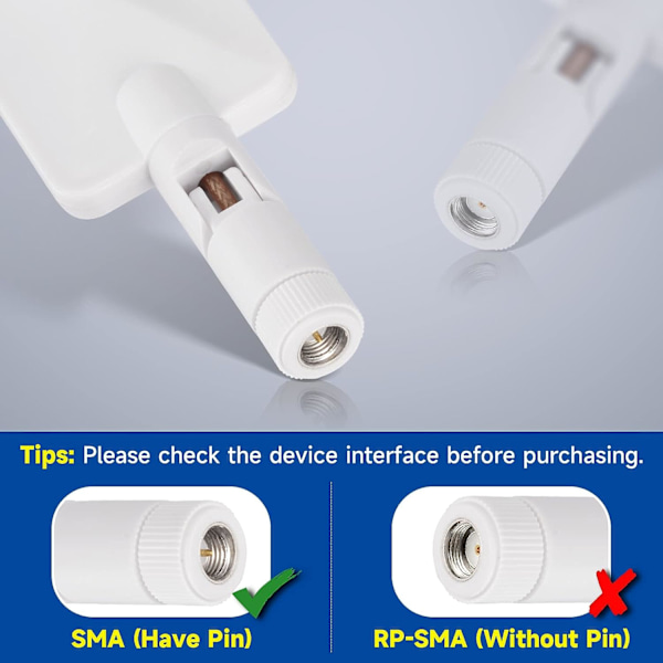 2 Pakker Cellular 4G LTE Antenne SMA Hane 9dBi Hvit Kompatibel med