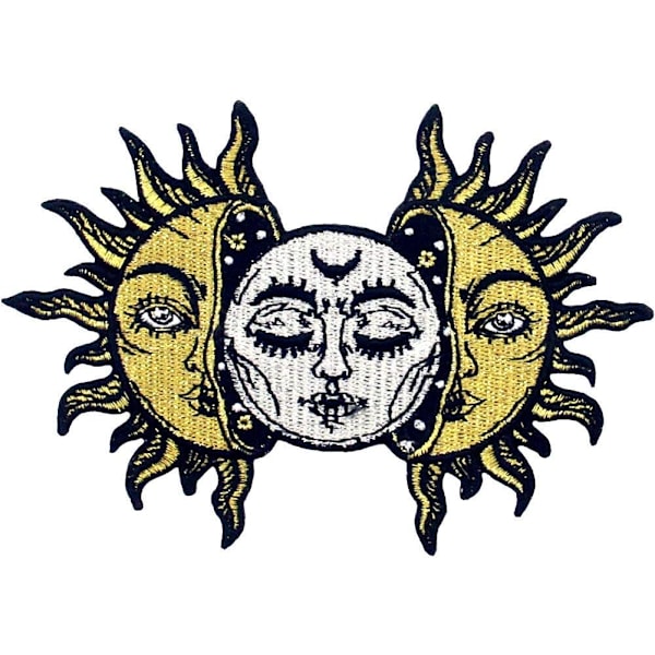 2 stk. Sol og Måne Patch Broderet Biker Applikation Jern-På Sy-På Emblem
