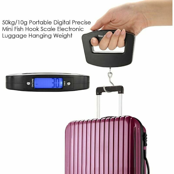 Digital Bagageskala 50kg/10g Rejseskala Bærbar Bagageskala