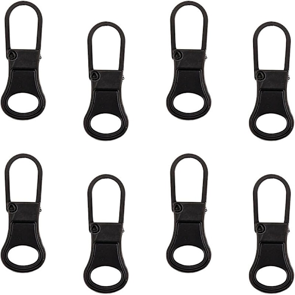 8 st Avtagbara Dragkedjekläppar - Dragkedjereparationssats för Jacka, Byxor, Kappa, Skor, Resväska, Ryggsäck (Mörkgrå)