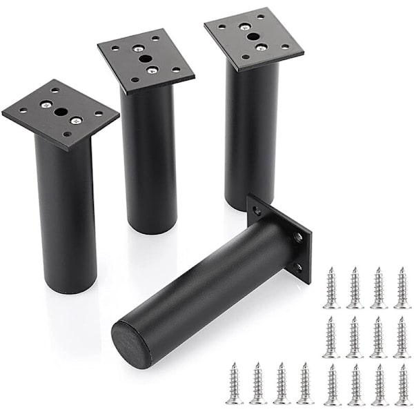 Sæt med 4 Justerbare Møbelben 20cm Sort Metal Udskiftning Ta