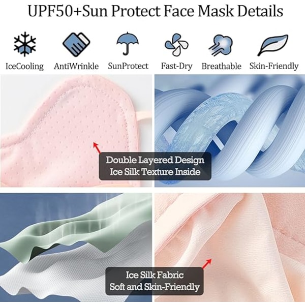 Masque de Protection Solaire, Masque Respirant Réutilisable et La