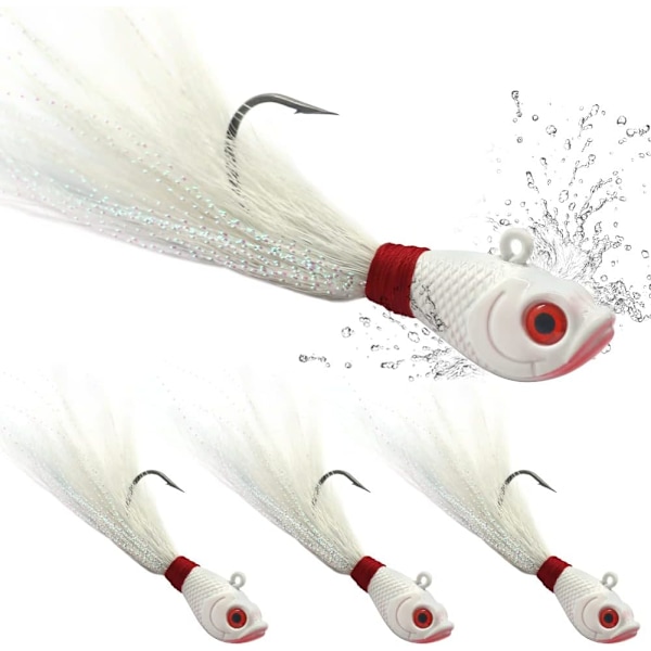 3 kpl Bucktail-Jigit-Suolavesi-Karvajigit-Pää -Kalastusvieheet-Lajitelmasarja-14g