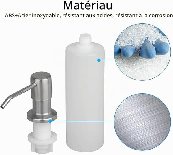 Indbygget sæbedispenser til køkkenvask, opvaskemiddeldispenser under vask med 300 ml flaske, rustfrit stål