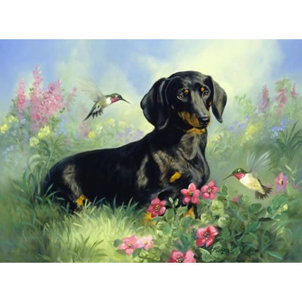 30x40cm, svart hund 5d diamantmålning strassbroderi canvas