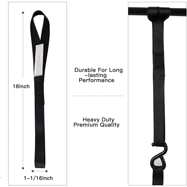 8PK Myke Løkke Festestropper 1-1/16 x 18 tommer - 3600LB Bruddstyrke, Løkker for Sikring av Tilhengerfeste for Sykler, ATV, UTV, Motorsykler, Scootere,