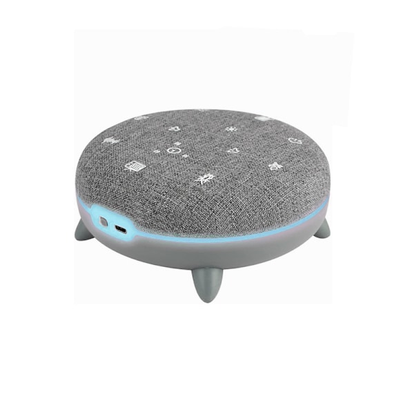 Afslapningshjælp, Hvid Støj Maskine med 7 Soothing Lyde, Musik Streaming via Bluetooth, 8 Lys Ambiancer, 30-60-90 Min Programmer, USB-C