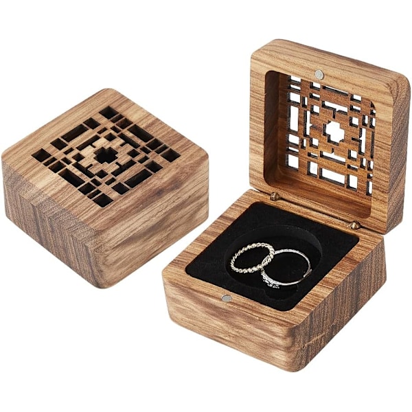 Set med 2 Ihåliga Träfack för Mynt Träfack för Myntvisning Myntvisningsfack Enkelt Myntfack för Myntförvaring 6,8x6,8x3,7cm