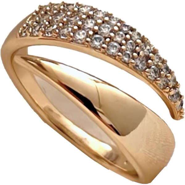 Stackable Adjustable Cubic Zirconia Wedding Ring - Non-Tarnish Gold Rings for Women