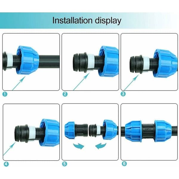 4 stk PE Plast Rett Kobling 25mm til 25mm Vannrør Adapter