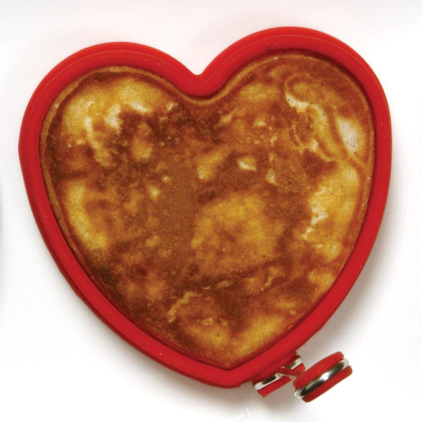 2 stycken, silikonhjärtformade pannkakor/äggringar, en storlek, röd