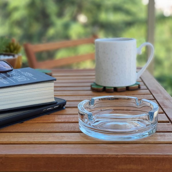 2-pack (Klar) Glas Askfat för Cigaretter, Bärbar Dekorativ Modern Askfat för Hem Kontor Inomhus Utomhus Patio