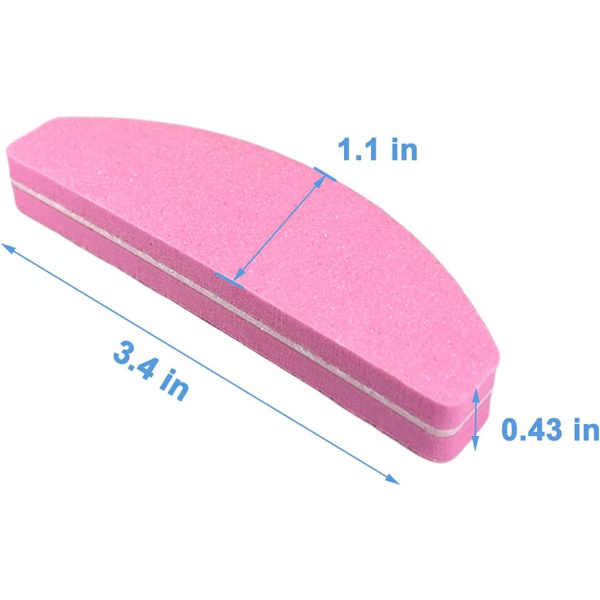 20 st Nagelbuffertar, Dubbelsidiga Nagelfilar Bufferblock 100/180 Grit Portabla Tvättbara Sandpappersfilar Bågform (Rosa)
