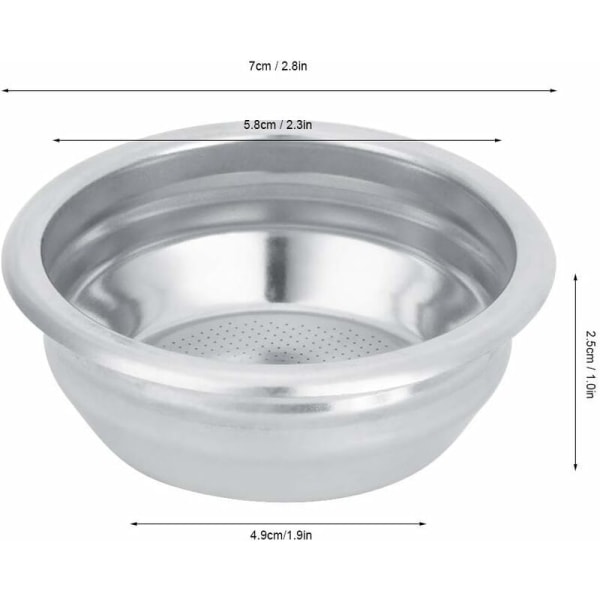 (Dobbelt) 58mm ikke-tryksat filter, kaffefilter, rustfrit stål